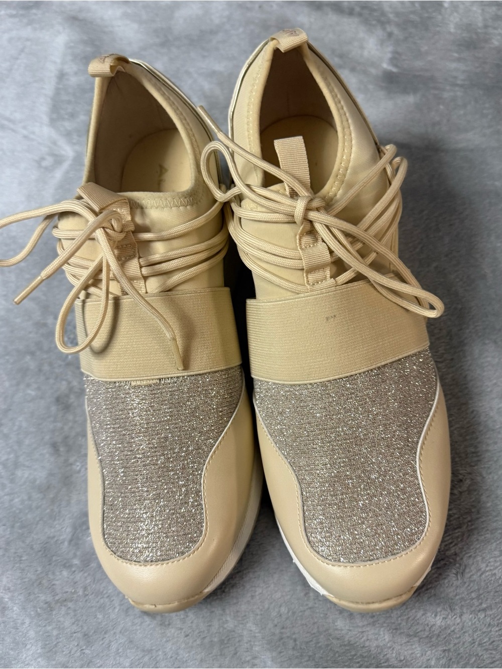 Women’s ALDO Glitter Slip-On Athletic Sneakers in Beige